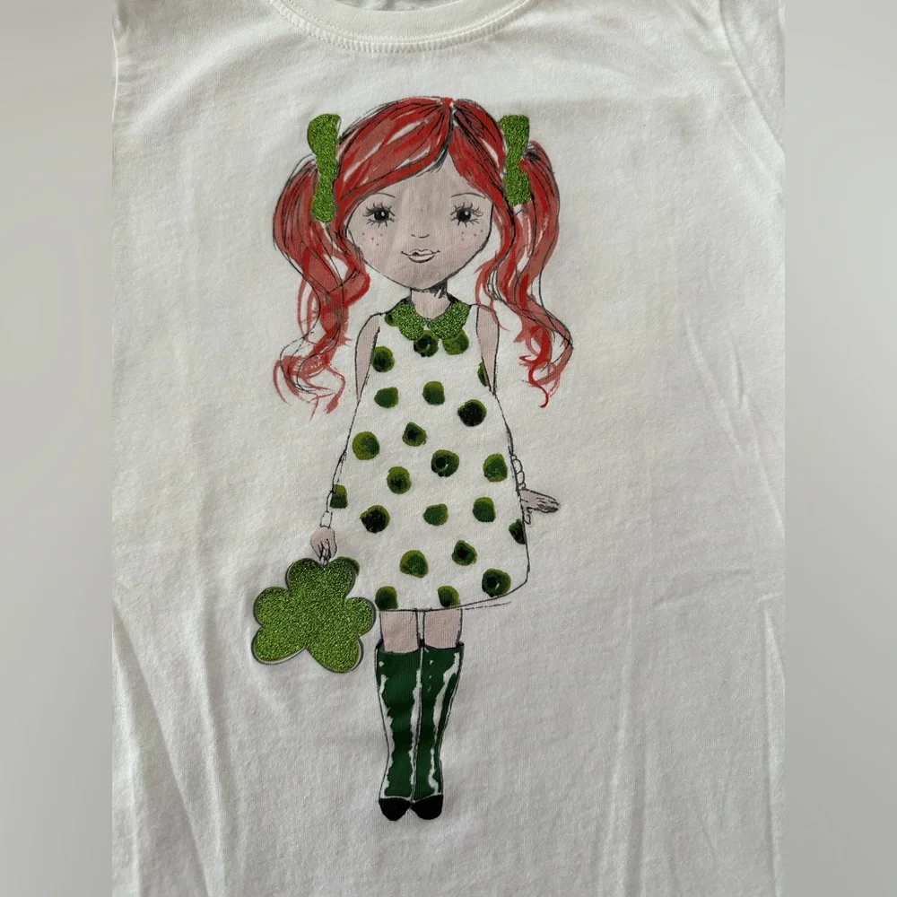 Children’s Place Girl Graphic St. Patrick’s Day Short Sleeve T-shirt White 7/8